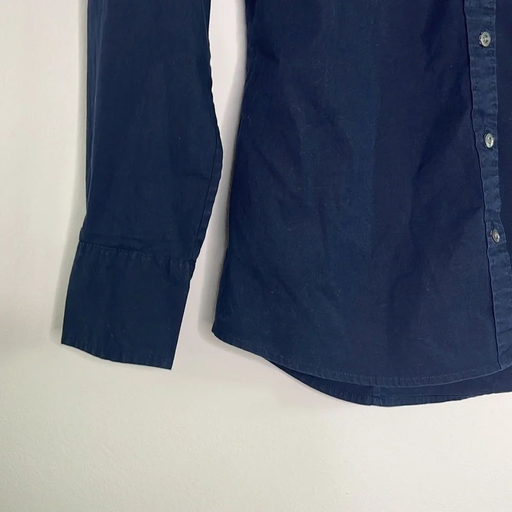 J. Crew Navy Cotton Stretch Perfect Fitted Oxford XSP